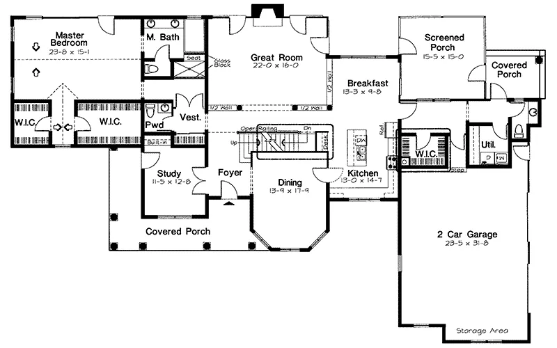 Country House Plan First Floor - Westhaven Victorian Farmhouse 038D-0578 - Shop House Plans and More