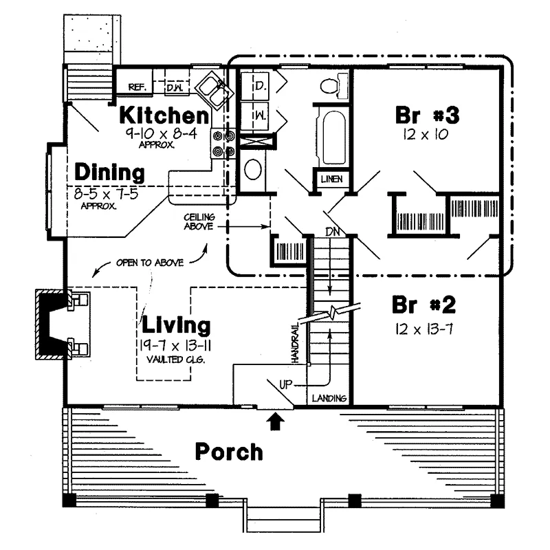 Cabin & Cottage House Plan First Floor - Barbour Country Acadian Home 038D-0625 - Search House Plans and More
