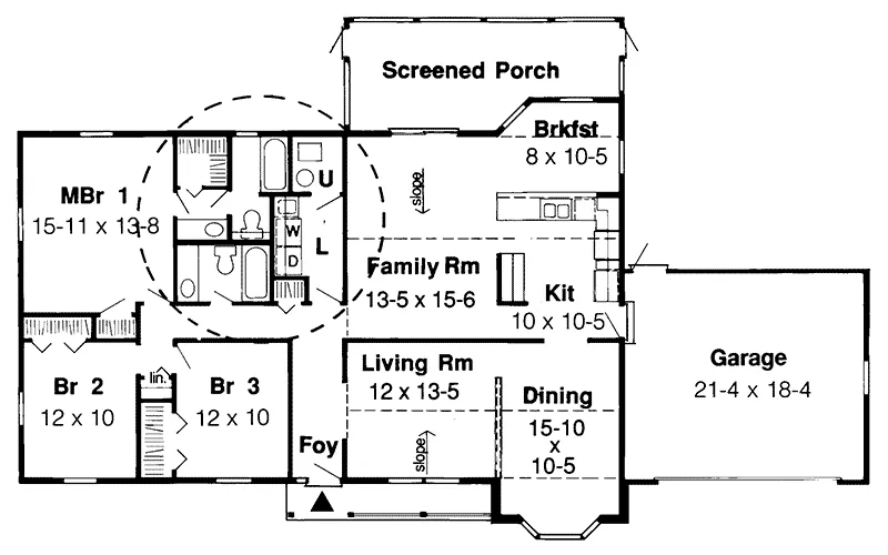 Traditional House Plan First Floor - Rogan Ranch Home 038D-0639 - Shop House Plans and More