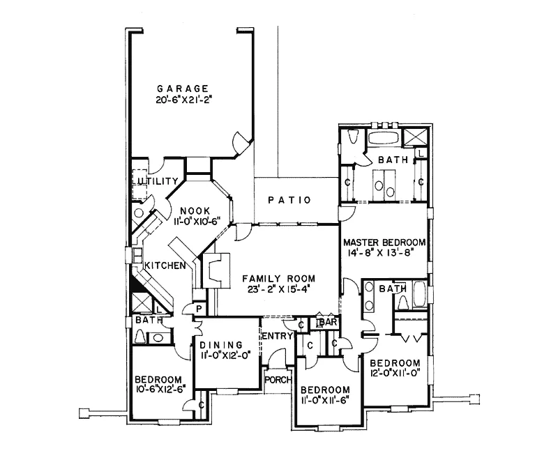 Southern House Plan First Floor - Harmony Creek Traditional Home 038D-0724 - Search House Plans and More
