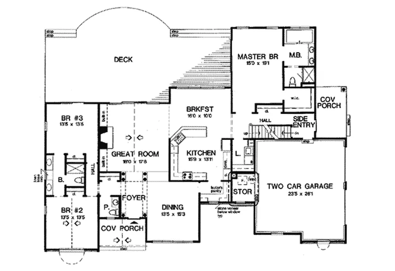 Modern House Plan First Floor - Frazier Park Ranch Home 038D-0744 - Search House Plans and More