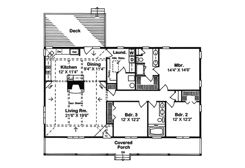 Ranch House Plan First Floor - Vandenhaven Country Ranch Home 038D-0783 - Shop House Plans and More