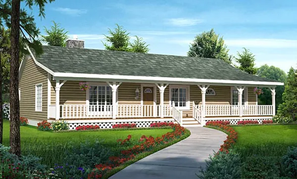 Ranch House Plan Front of Home - Vandenhaven Country Ranch Home 038D-0783 - Shop House Plans and More
