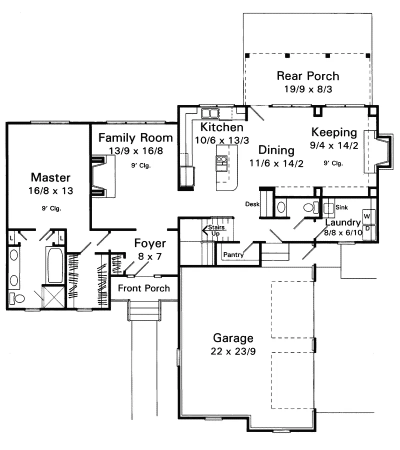 Bungalow House Plan First Floor - Sonoma Country Home 039D-0033 - Shop House Plans and More