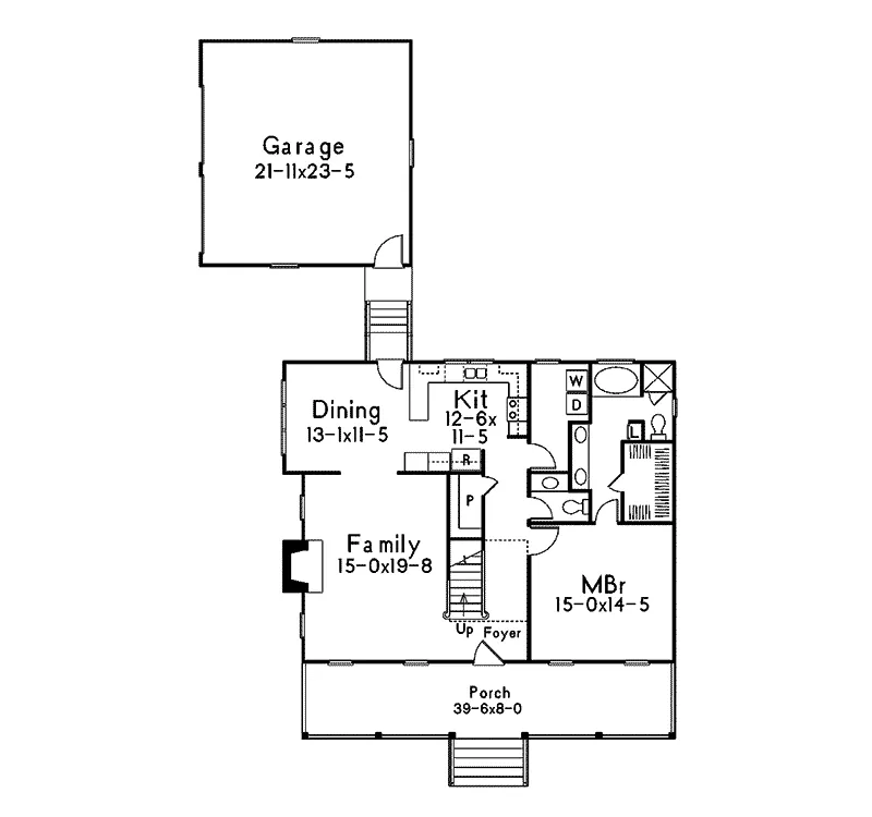 Southern House Plan First Floor - Farmview Acadian Country Home 040D-0001 - Search House Plans and More