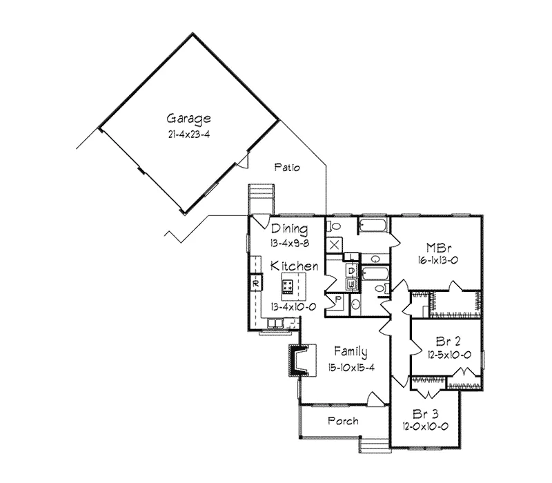 Vacation House Plan First Floor - Westrose Country Ranch Home 040D-0026 - Shop House Plans and More