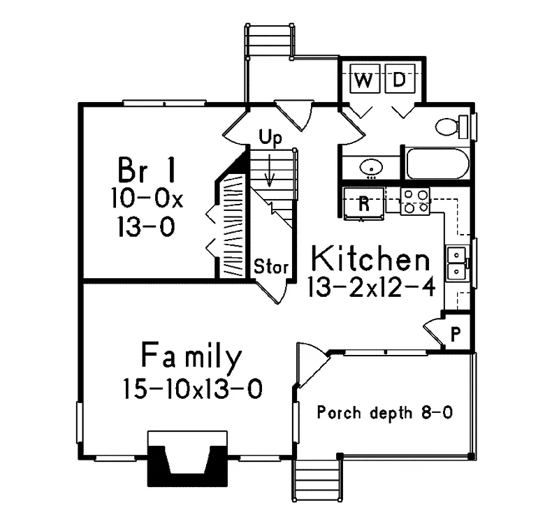 Bungalow House Plan First Floor - Oak Cove Country Home 040D-0029 - Shop House Plans and More