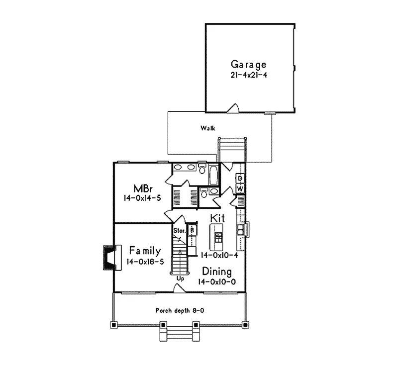 Farmhouse Plan First Floor - Oakwood Acadian Country Home 040D-0030 - Shop House Plans and More