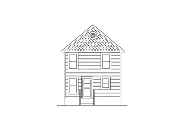 Shingle House Plan Rear Elevation - Lexburg Narrow Lot Home 045D-0012 - Shop House Plans and More