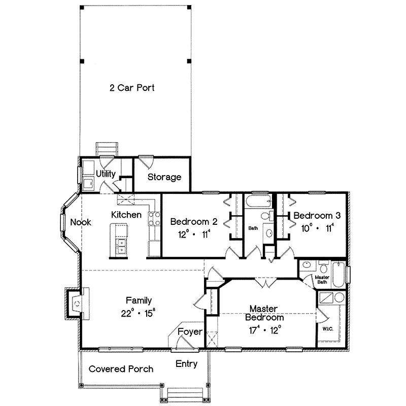 Craftsman House Plan First Floor - Citrus Park Ranch Home 047D-0003 - Search House Plans and More