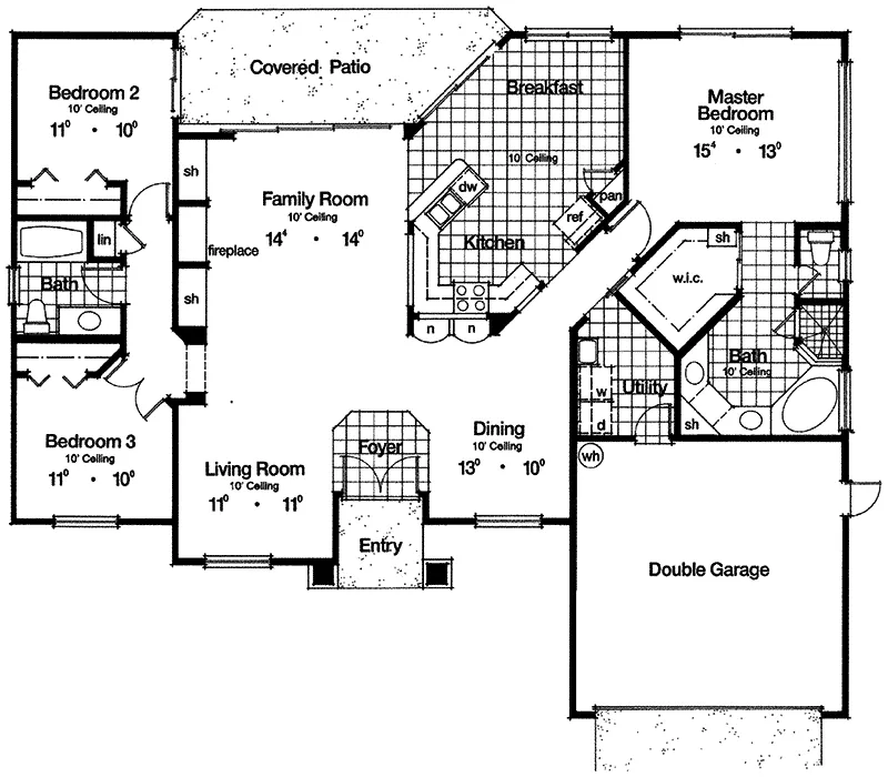 Southwestern House Plan First Floor - Mangrove Point Modern Home 047D-0027 - Shop House Plans and More