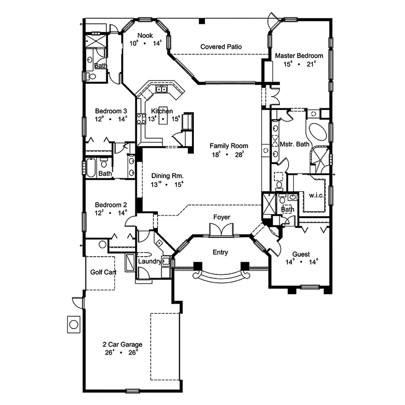 Ranch House Plan First Floor - Haines Contemporary Home 047D-0053 - Search House Plans and More
