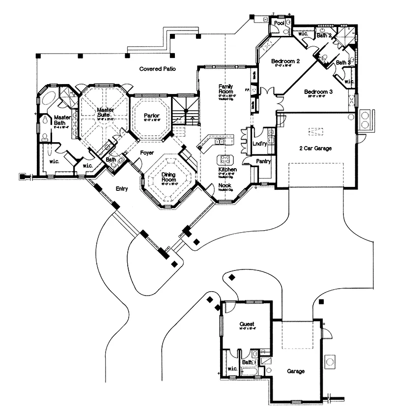 Country French House Plan First Floor - Lawton Place European Home 047D-0058 - Shop House Plans and More