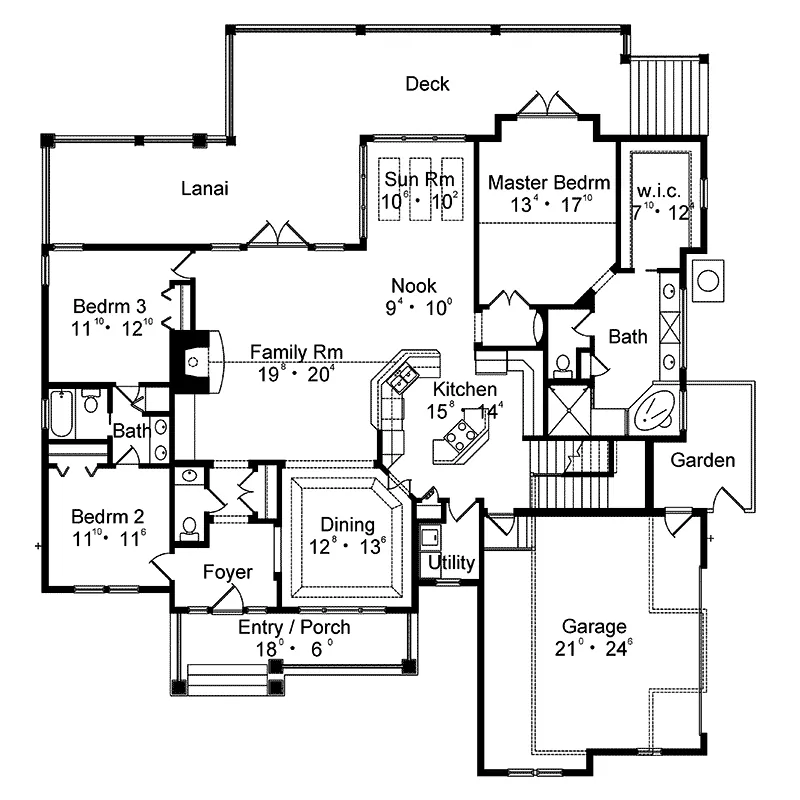 Modern House Plan First Floor - Lochmoor Trail Rustic Log Home 047D-0078 - Shop House Plans and More