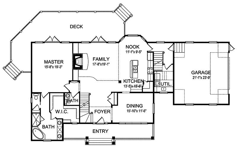 Contemporary House Plan First Floor - Hancock Hill Rustic Log Home 047D-0079 - Search House Plans and More