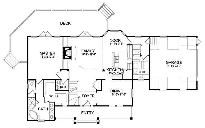 Traditional House Plan First Floor - Terry Park Acadian Home 047D-0080 - Shop House Plans and More
