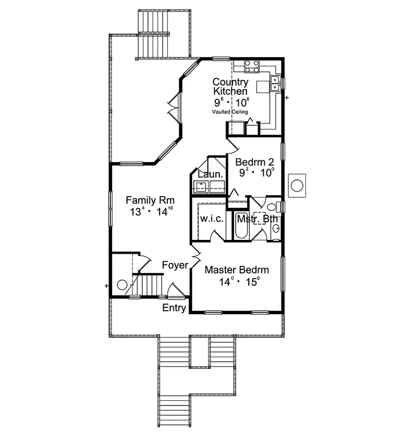Waterfront House Plan First Floor - Kokomo Coastal Beach Home 047D-0105 - Search House Plans and More