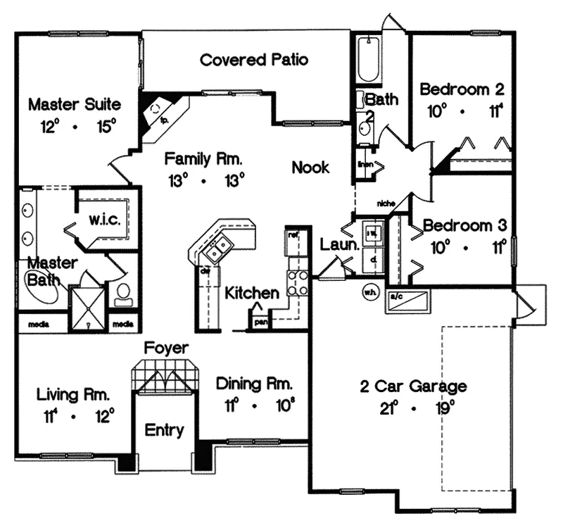 Ranch House Plan First Floor - Wilton Manor Prairie Style Home 047D-0106 - Shop House Plans and More