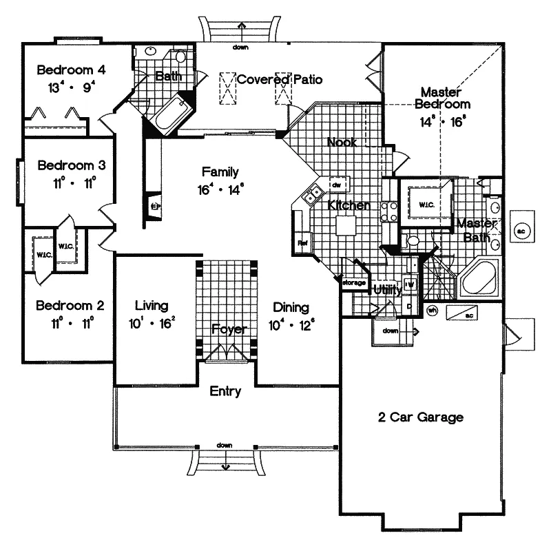 Ranch House Plan First Floor - Crandon Park Ranch Home 047D-0118 - Search House Plans and More