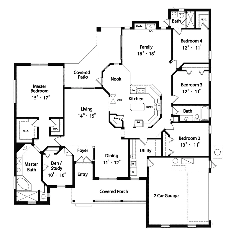 Country House Plan First Floor - Sampson Rustic Country Home 047D-0154 - Shop House Plans and More