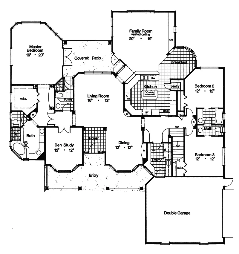 Ranch House Plan First Floor - Branford Hill Country Home 047D-0159 - Search House Plans and More