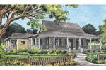 Country Acadian Home Design With Wrap-Around Porch