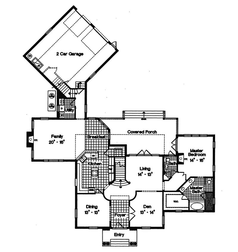 Plantation House Plan First Floor - Turnbull Plantation Home 047D-0171 - Shop House Plans and More