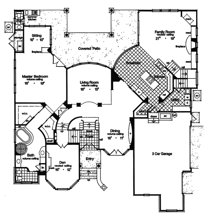 Southwestern House Plan First Floor - Merritt Island Sunbelt Home 047D-0181 - Shop House Plans and More