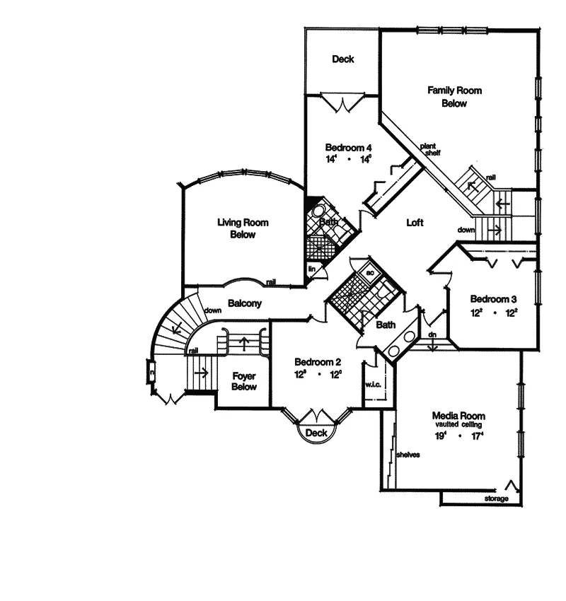 Southwestern House Plan Second Floor - Merritt Island Sunbelt Home 047D-0181 - Shop House Plans and More