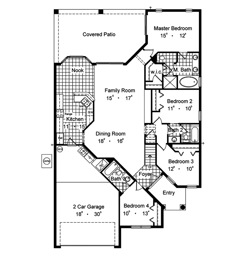 Southwestern House Plan First Floor - Marco Island Adobe Style Home 047D-0189 - Shop House Plans and More
