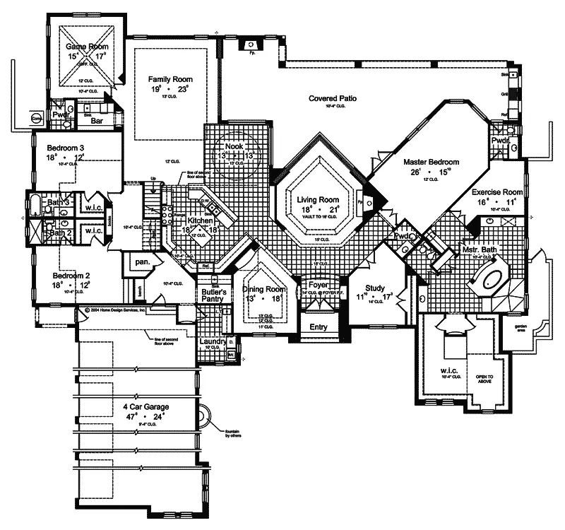 Southwestern House Plan First Floor - Madeira Beach Spanish Home 047D-0203 - Shop House Plans and More