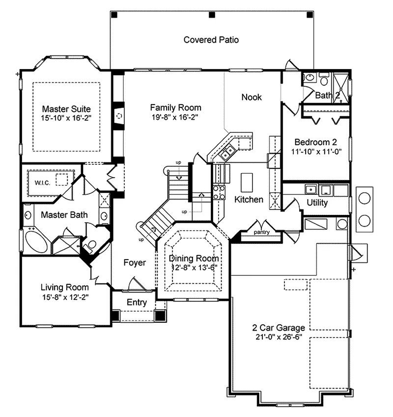 Sunbelt House Plan First Floor - Lakeport Luxury Home 047D-0211 - Shop House Plans and More