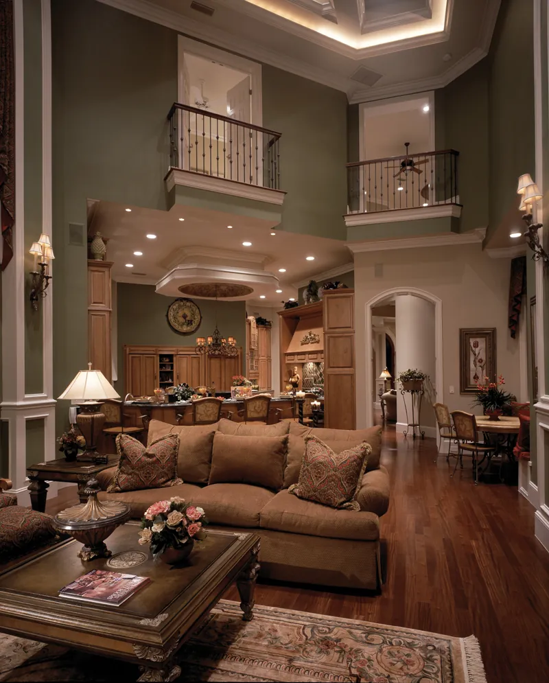 Traditional House Plan Family Room Photo 02 - Miranda Place Luxury Home 047D-0215 - Shop House Plans and More