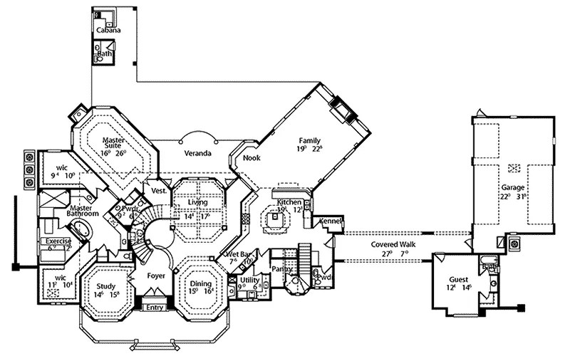 Traditional Home Plan First Floor 047D-0215