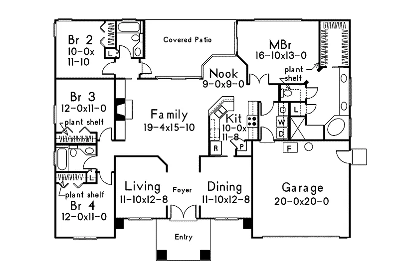 Sunbelt House Plan First Floor - Rose Way Florida Style Home 048D-0008 - Shop House Plans and More
