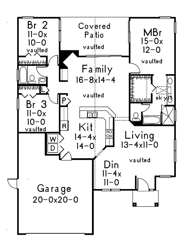 Ranch House Plan First Floor - Sunridge Sunbelt Ranch Home 048D-0011 - Shop House Plans and More