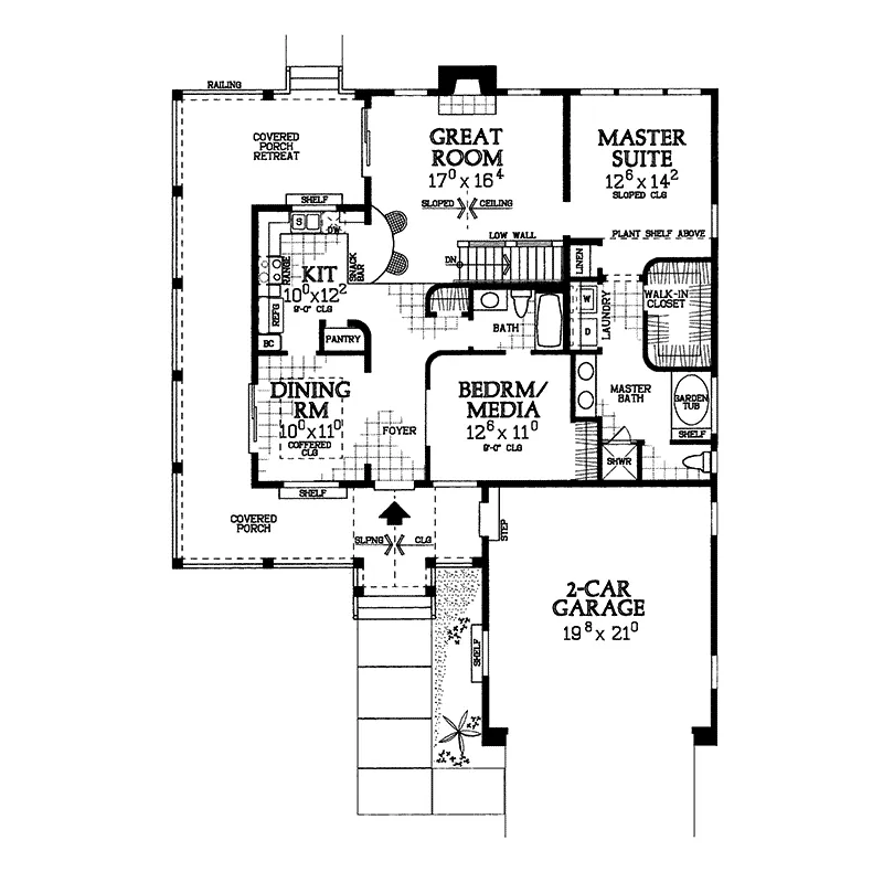 Traditional House Plan First Floor - Gardner Ranch Home 049D-0012 - Search House Plans and More