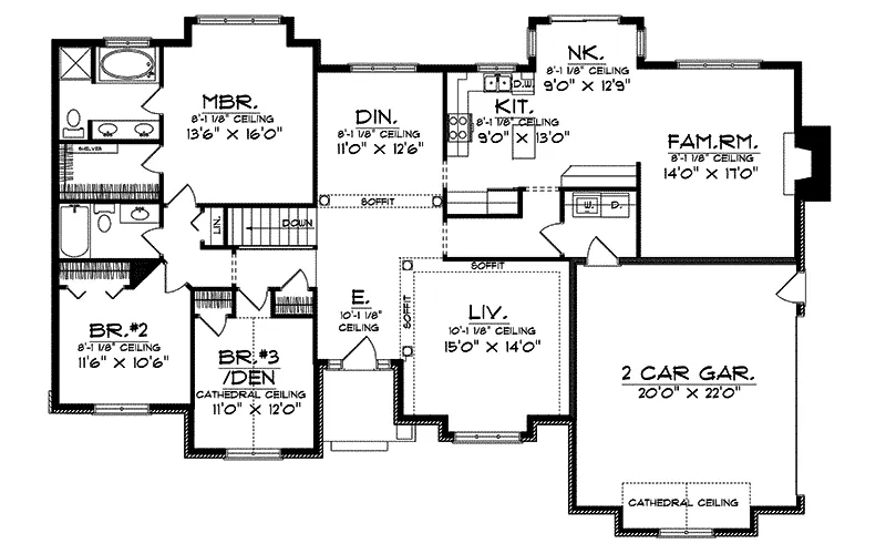 Traditional House Plan First Floor - Heathrow Traditional Ranch Home 051D-0003 - Search House Plans and More