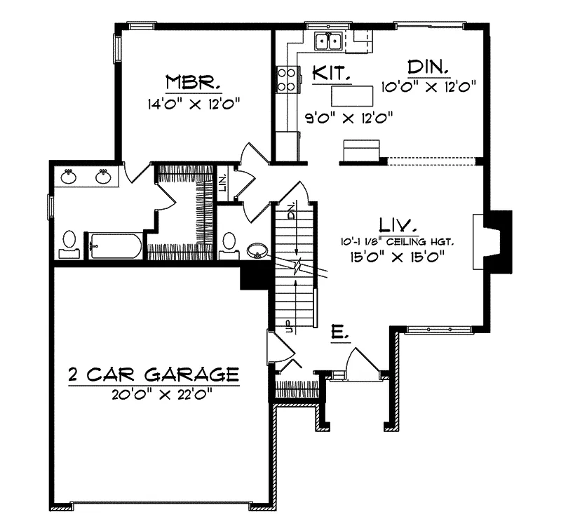 Traditional House Plan First Floor - Devondale Pond Ranch Home 051D-0007 - Search House Plans and More