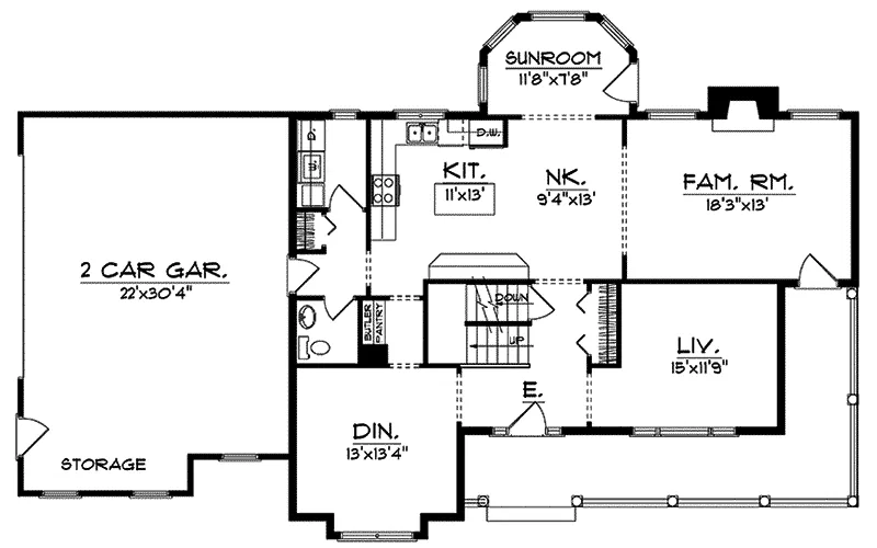 Shingle House Plan First Floor - Norwood Falls Country Home 051D-0020 - Shop House Plans and More
