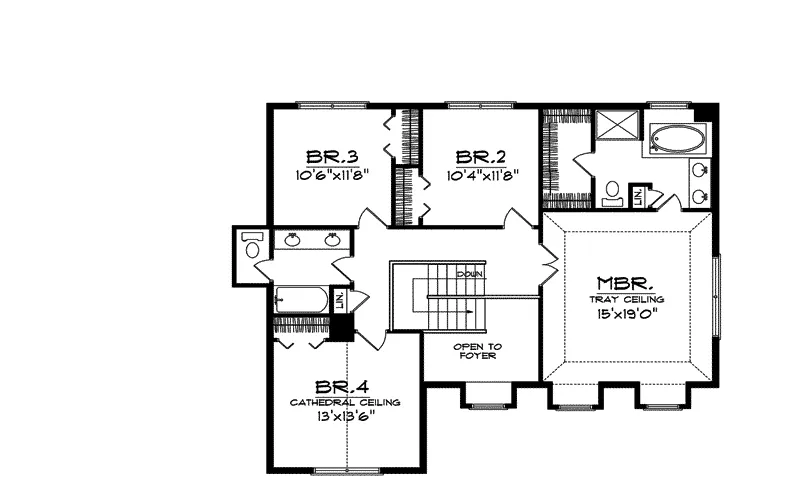 Shingle House Plan Second Floor - Norwood Falls Country Home 051D-0020 - Shop House Plans and More