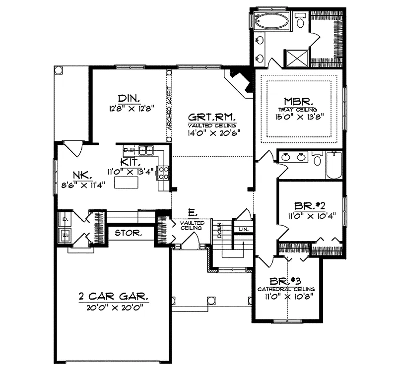 Sunbelt House Plan First Floor - Andromeda Ranch Home 051D-0024 - Search House Plans and More