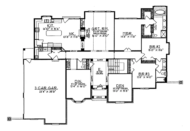 Tudor House Plan First Floor - Eleanor Luxury Ranch Home 051D-0048 - Search House Plans and More