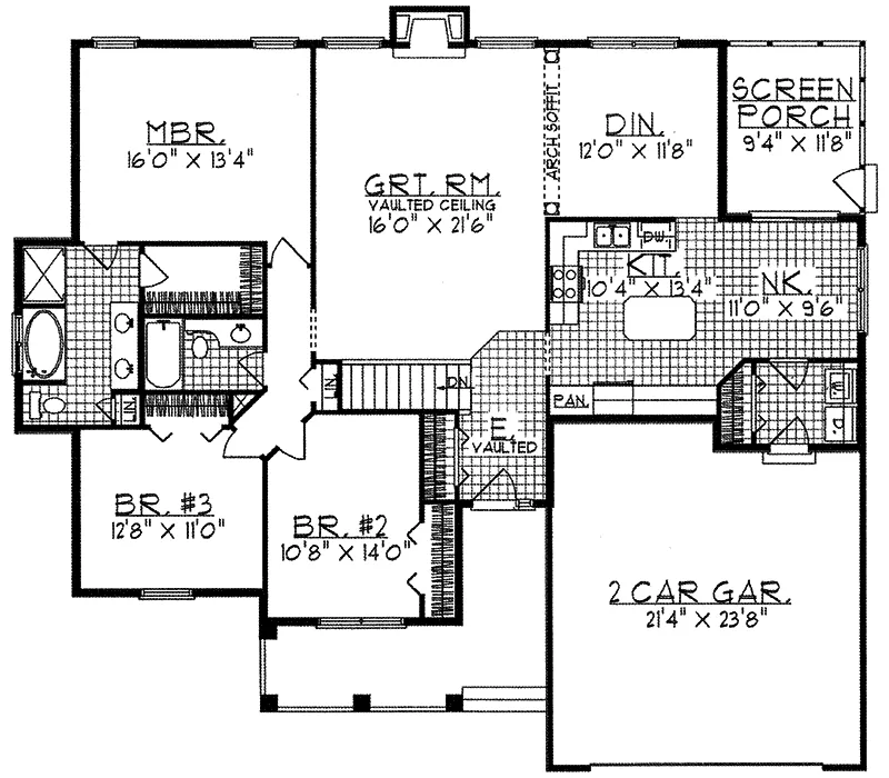 Traditional House Plan First Floor - Olson County Ranch Home 051D-0056 - Shop House Plans and More