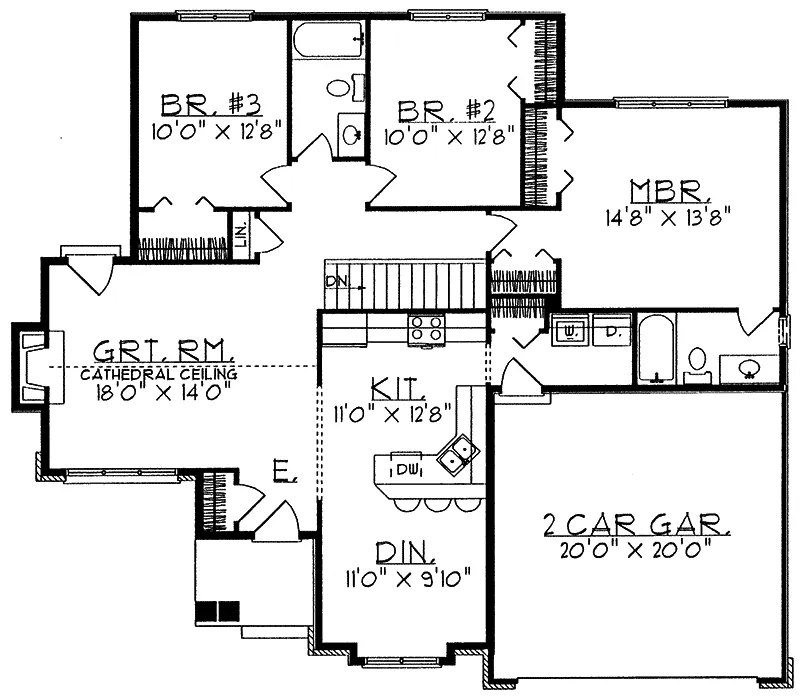 Neoclassical House Plan First Floor - Eden Prairie Ranch Home 051D-0058 - Search House Plans and More