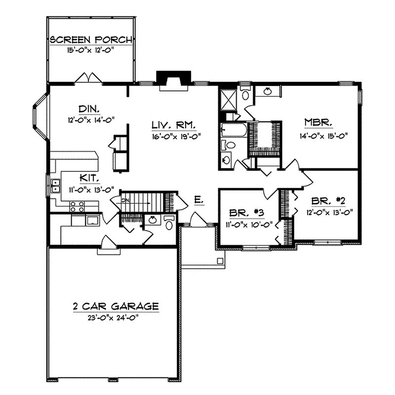 Ranch House Plan First Floor - Squire Meadows Traditional Home 051D-0068 - Shop House Plans and More