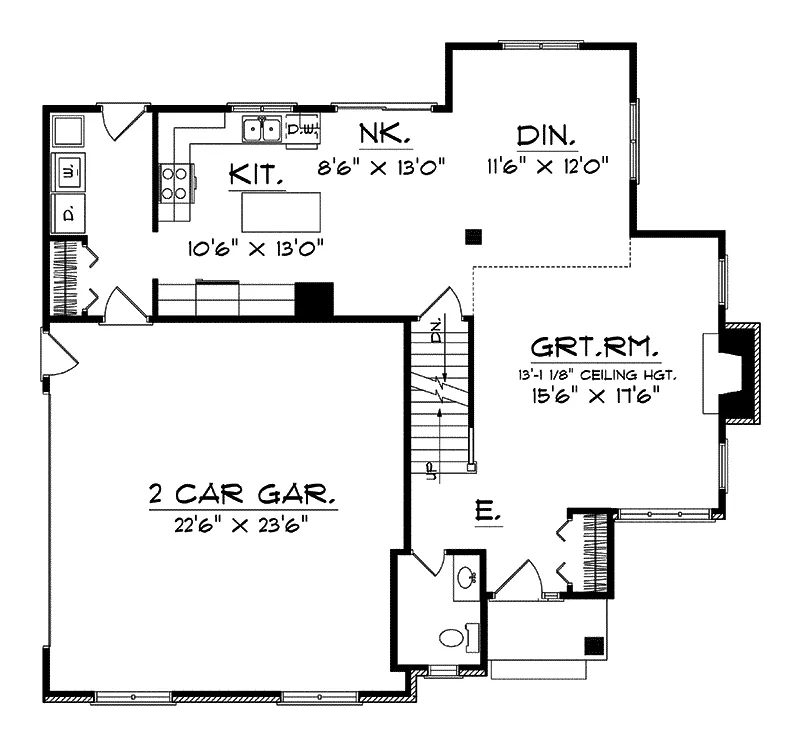 Traditional House Plan First Floor - Richelle Traditional Home 051D-0073 - Shop House Plans and More