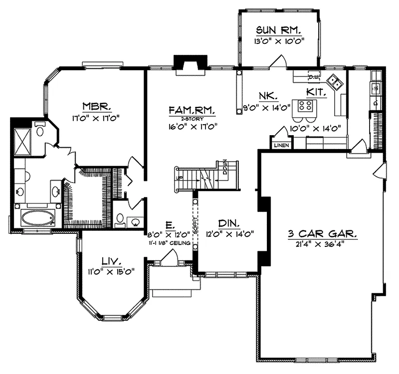Traditional House Plan First Floor - Brittleigh Terrace Brick Home 051D-0074 - Search House Plans and More