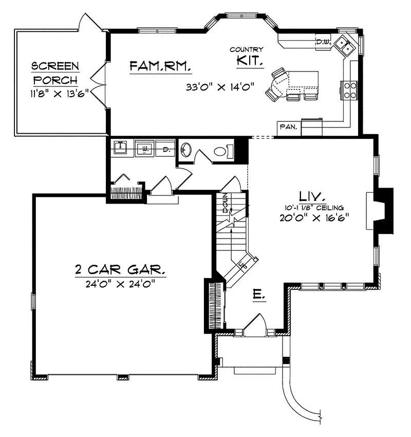 Traditional House Plan First Floor - Bastian Traditional Home 051D-0094 - Search House Plans and More