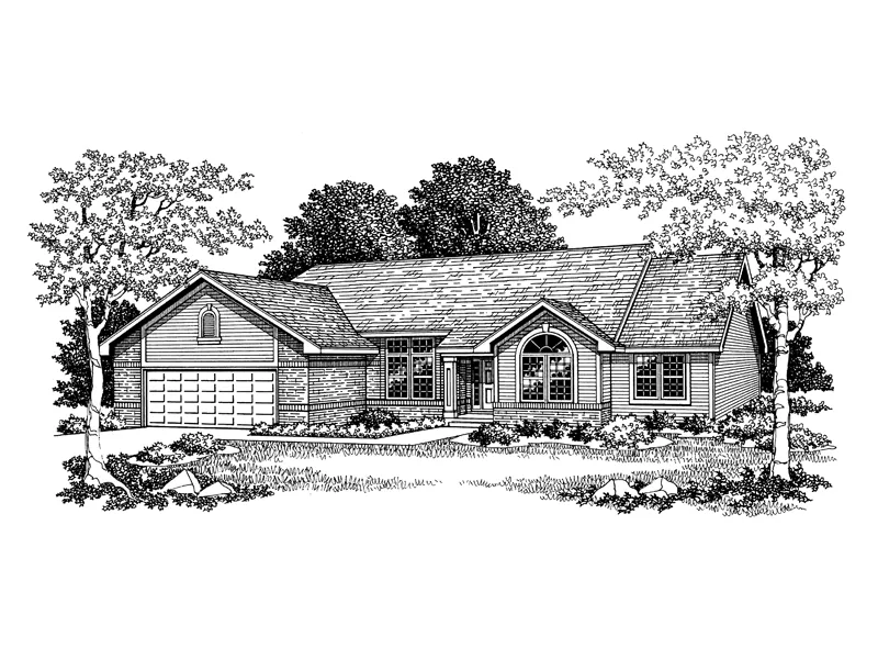 Ranch House Plan Front of Home - Modesto Trail Ranch Home 051D-0103 - Shop House Plans and More
